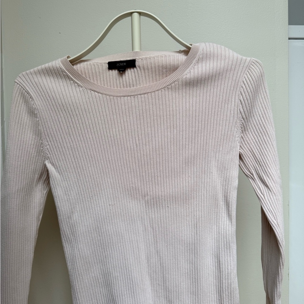 J. Crew Women's Long Sleeve Ribbed Top - Light Pink